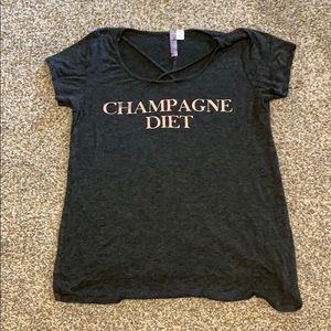 Champagne diet criss cross shirt
